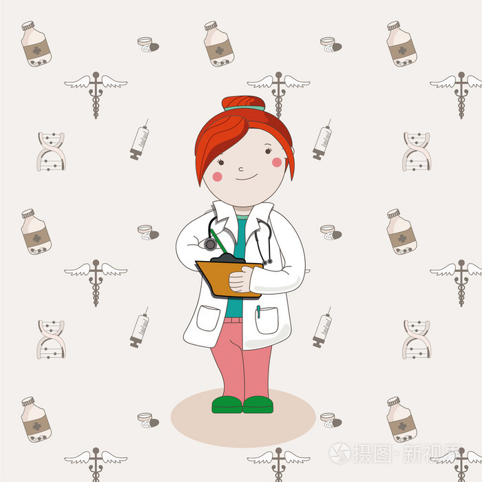 穿白大褂的医生的插图