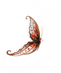 一只蝴蝶，混合介质 抽象色彩背景的插图