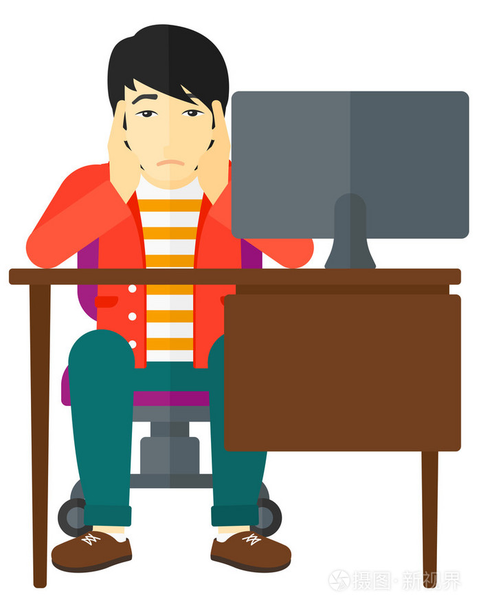 疲惫的员工坐在办公室里.