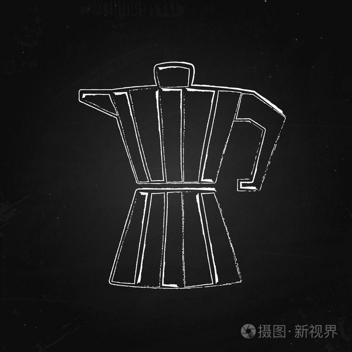 手与咖啡制造商在黑板上画的海报