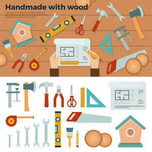 工具为手工制作，木材。爱好概念