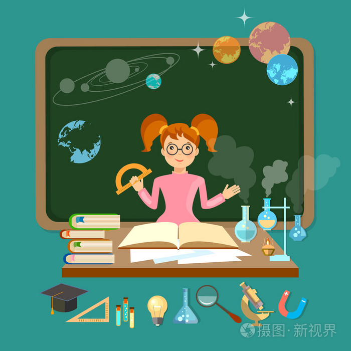 回到学校女生在学校董事会天文物理学
