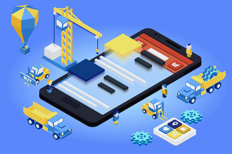 移动应用程序开发经验丰富的团队平面三维等距