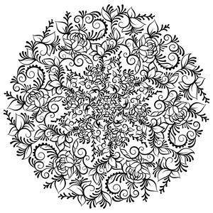 手绘华丽幻想花王冠上的叶子和漩涡。孤立的矢量图。花曼陀罗