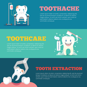 口腔医学横幅设置。矢量平面插画