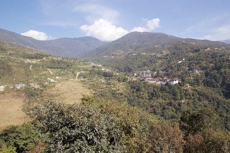 有 Trongsa 宗，Trongsa，不丹的风景