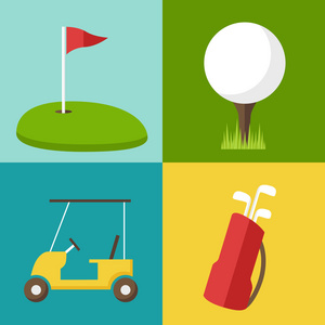 高尔夫图标，平面样式