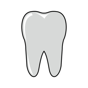 白色背景上孤立的牙齿卡通图标