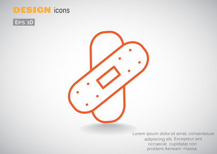 绷带石膏简单 web 图标，轮廓矢量图