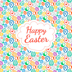 快乐复活节贺卡图案背景颜色的蛋无缝