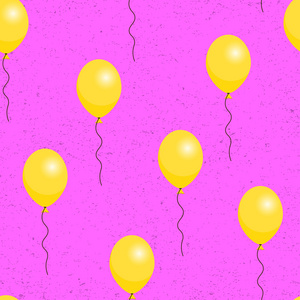 黄色气球上粉红色背景无缝图案