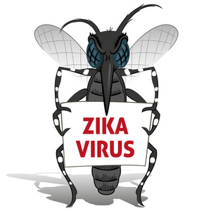 白纹伊蚊种蚊子高跷控股海报 Zika 病毒。理想的信息和体制相关的卫生和护理