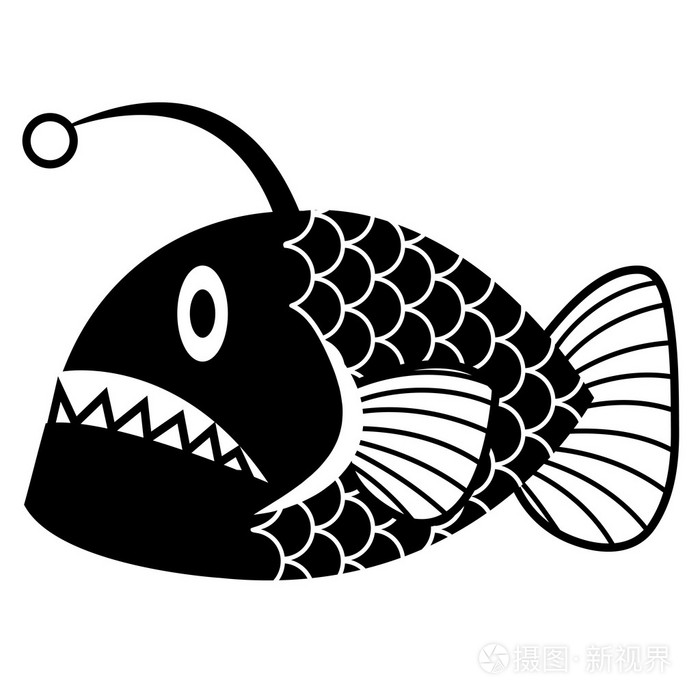 孤立在白色背景上的时尚卡通琵琶鱼