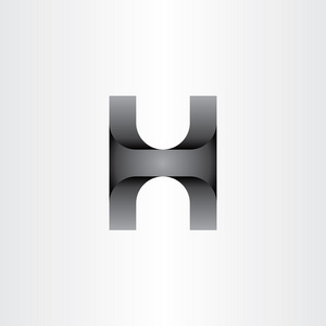 字母 h 3d 效果黑色矢量图标