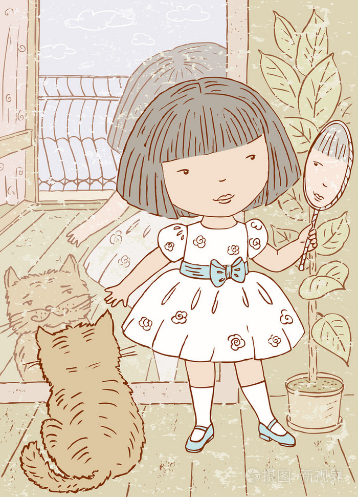 穿新衣服的姑娘插画-正版商用图片1m0944-摄图新视界