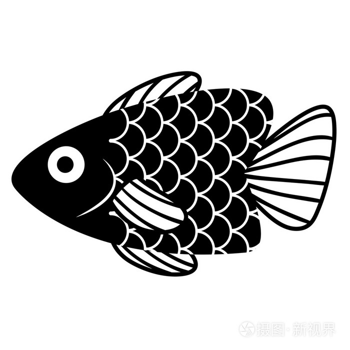 孤立在白色背景上的时尚卡通鱼