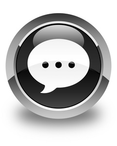 圆形的黑色联系人标志对话图标有光泽的黑色圆形按钮照片