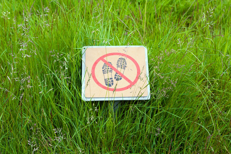 不踩草坪标志在冰岛国家公园照片