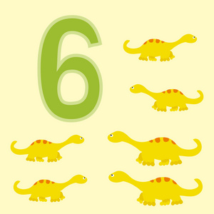 六位地黄丸数字6.六只恐龙(双聚焦).插画