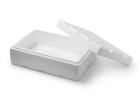 保丽龙盒子上白色孤立照片