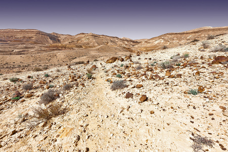 岩石的小山，在沙漠中