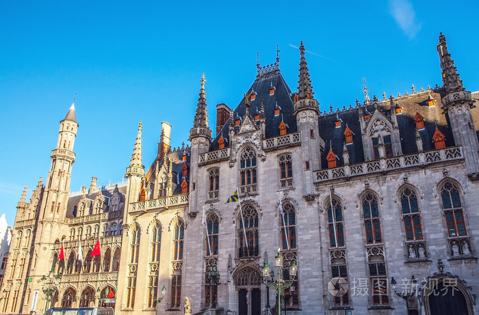 在比利时布鲁日的傍晚时分圣血大教堂