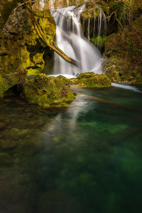 美丽的瀑布和山间小溪在特兰西瓦尼亚