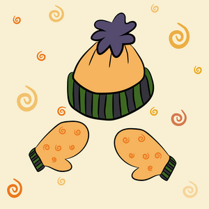 冬天的帽子和手套矢量集照片