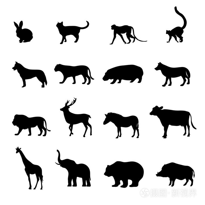 动物剪影一套