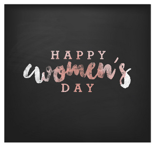 妇女节快乐一天设计元素用于贺卡在黑板上。矢量插图。图像 Id 377773171