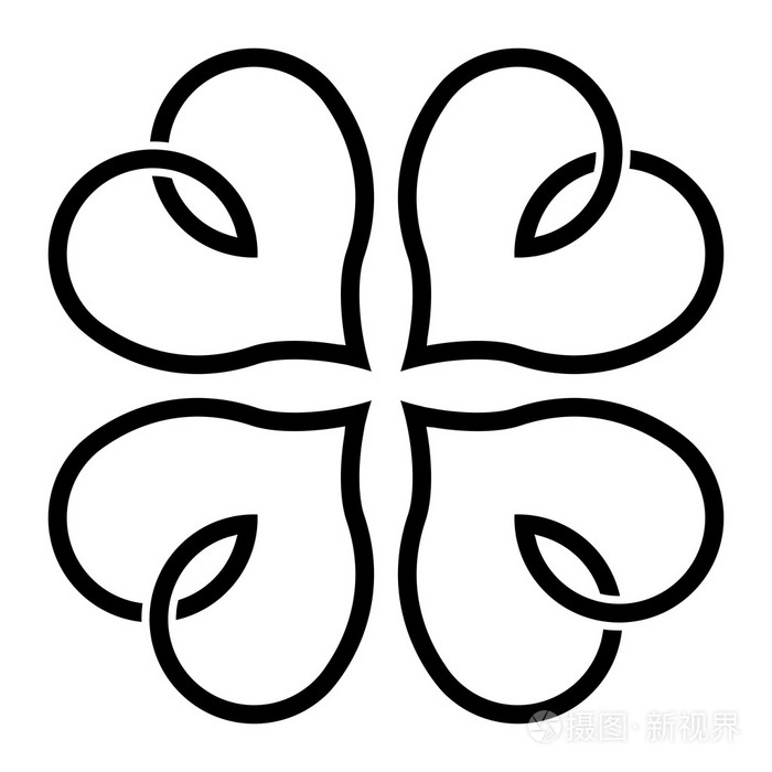 幸运四片叶子的三叶草插画-正版商用图片1m17hx-摄图新视界