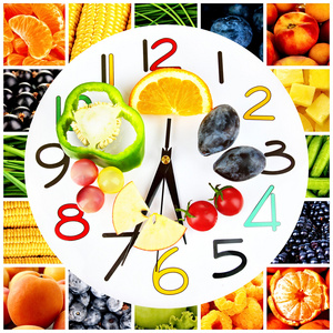 食物时钟。健康食品的概念