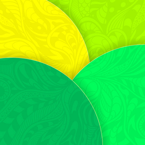 带有圆圈和涂鸦纹理的抽象背景，绿色，黄色