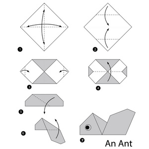一步地说明如何使折纸成为蚂蚁。