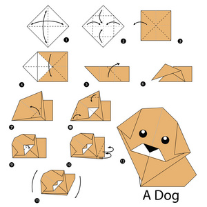 一步一步的说明如何使折纸 A 狗