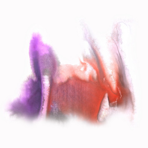 墨水飞溅抽象水彩红紫色水彩孤立白色背景