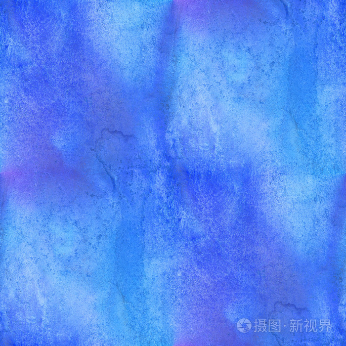 蓝色无缝水彩背景抽象纹理图案，水纸艺术设计壁纸