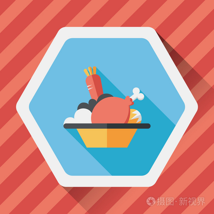 感恩节大餐平带长长的阴影的图标