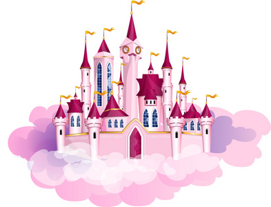 矢量粉红公主魔幻城堡