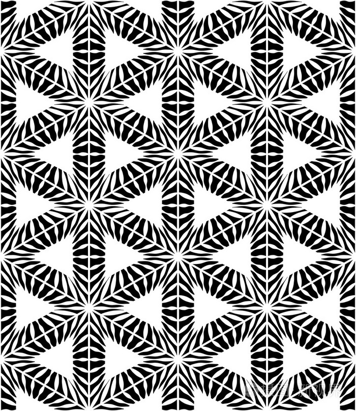 矢量现代无缝神圣几何图案黑色和白色的六角形,抽象的几何背景,枕头