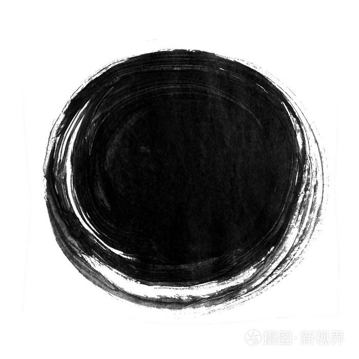 通过画笔绘制圆形背景的黑色油墨.插图
