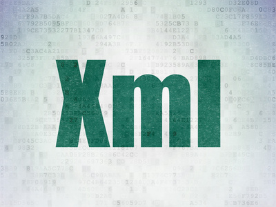 数据库概念数字纸张背景下的XML