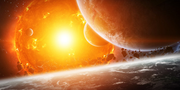 爆炸的太阳在地球附近空间