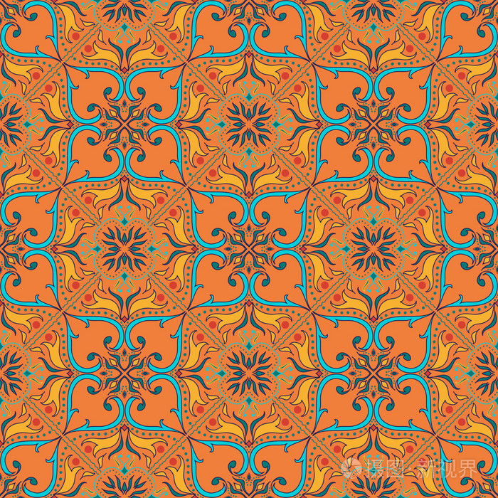 矢量无缝纹理.美丽的彩色的图案设计和装饰元素的时尚