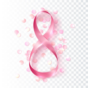3 月 8 日，国际妇女节这一天。图八做成粉红色丝带着五彩纸屑