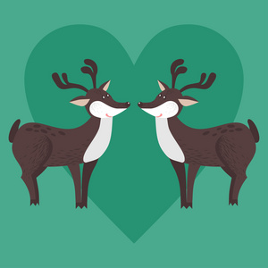 可爱的卡通装饰鹿爱照片