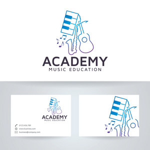 音乐学院矢量 logo 与名片模板图片