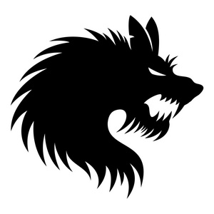 在白色背景上的狼人标志照片