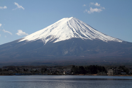 富士山，日本山梨县山中湖为视角