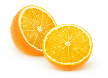 两个隔离橙色水果的两半